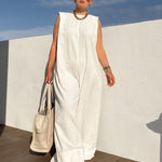 Sleeveless Wide Leg Shoulder Pad Solid Color Jumpsuits
