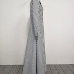 A-Line Loose Asymmetric Split-Joint Striped V-Neck Maxi Dresses Shirt Dress