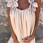Solid Floral Embellished Sleeveless Loose Maxi Dress