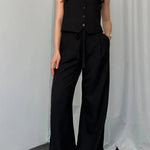 Solid Color Casual Vest Two-piece Set