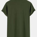 Japanese Slogan Print Cotton Arc Hem T-Shirt