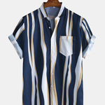 Wave Stripes Lapel Shirts & Swim Shorts
