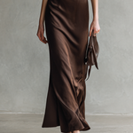 Women's Vintage Black And Brown Satin Square-neck Patchwork Sleeveless Midi Dress