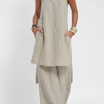 Women Casual Linen Strappy Two Set Suits