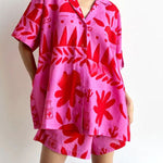 Altos Unique Printed Pocket Shirt and Elastic Waist Shorts Set