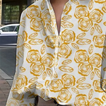 Long Sleeves Loose Buttoned Flower Print Lapel Blouses&Shirts Tops