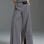 Loose Wide Pants High-Waisted Pleated Split-Front Pants Trousers