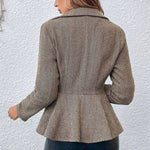 Lapel Jacquard Ruffle Slim Double-breasted Blazer