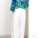 Loose lapel printed long sleeve shirt