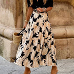 Elastic waist long skirt