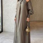 Loose Solid Color Long Sleeves Maxi Dresses