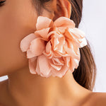 Solid Color Three-Dimensional Flower Drop Earrings