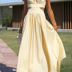 Solid Mockneck Cut Out Maxi A-line Swing Dress