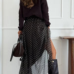 Timeless Treasures Tulle Polka Dot High Rise Elastic Waist Maxi Skirt