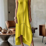 Sleeveless Split-Joint Split-Side High Neck Maxi Dresses