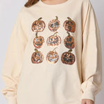 Halloween Pumpkin Sequin Loose Casual Sweatshirt