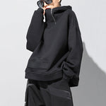 Stylish Black Asymmetric Zipper Hoodies
