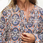 Slit Printed Loose V-Neck Long Dress