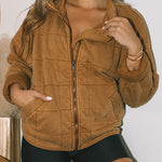 Zip Up Pocket Quilted Cropped Jacket
