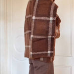 SHORT CHECK KNIT COAT WITH SCARF DETAIL