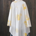 Long Sleeves Loose Polka Dot Printed Lapel Shirts Tops