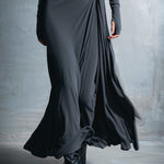Women's Gray Exquisite Stretch Blended Fabric Wrap Dress - Knotted Maxi Dress