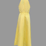 A-Line Loose Belted Pleated Pockets Solid Color V-Neck Midi Dresses