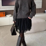 Upper East Chic Knit Wide Neck Long Sleeve Relaxed Sweater