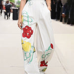 High Waisted Wide Leg Flower Print Pleated Pockets Pants Trousers