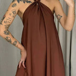 Leopard Print Sexy Halter Neck Backless Loose Maxi Dress