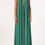 Greek Goddess Distinctive Golden Halter Neck A-line Maxi Dress