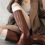 Simple leather knee-high boots
