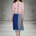Women's Minimalist Lightweight Knitted Color-block Cardigan And Skirt Set