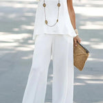 Casual Summer Sleeveless T-Shirt Trousers Two-Piece Set