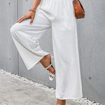 Simple Wide Leg Loose Elasticity Casual Pants Bottoms