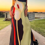 Fashion Art Print Strapless Split Dress