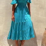 White Dragon Fruit Turquoise Dress
