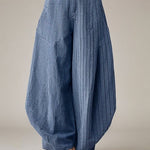 Harem Pants Loose Buttoned Striped Pants Trousers