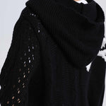 Hollow long-sleeved Halloween skull knitted cardigan with pockets