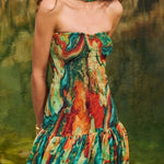 Vacay Vibes Colorful Lava Print Off Shoulder Smocked Scarf Maxi Dress