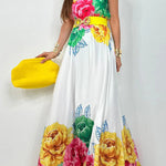Mexican Tribal Style Unique Print Pocketed A-line Loose Maxi Dress