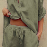 Single-breasted short-sleeved shirt two-piece suit