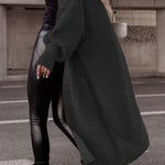 Lantern sleeve loose long knit cardigan