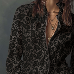 Retro Paisley Printed Zipper Decorate Blouse