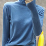 Solid Color Heaps Collar Long Sleeve Knitwear Tops