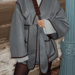 Open Front Pocketed Splice Coat with Belt