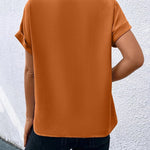 Loose Short Sleeves Contrast Color V-Neck T-Shirts Tops