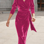 French design elegant long-sleeved evening dress gold velvet dress