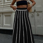 Striped Fringed Knitted Skirt
