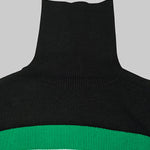 Flared Sleeves High-Low Contrast Color Split-Joint High Neck Pullovers Sweater Tops